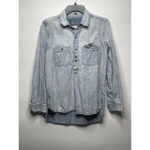 Madewell Shirt Womens Small Blue Denim Acid Wash Long Sleeve 100% Cotton